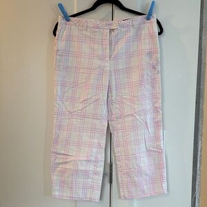 Burberry Pink and White Plaid Pants - Size 8